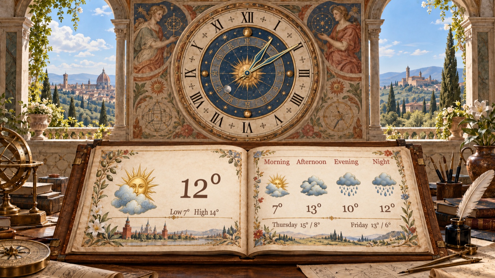 Clock Scenery Renaissance desktop